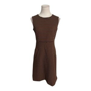 Lands' End Orange Brown Black Sleeveless Sheath Dress Striped Mini Size 2 Skater